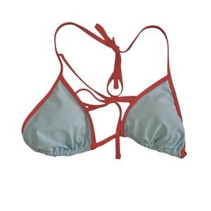 Wild Fable Triangle Bikini Top M 8-10 Aqua Blue Neon Coral String Swim